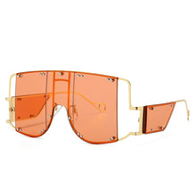 Load image into Gallery viewer, 46215 Metal Rivet Eyewear Oversized Mirror Square Sunglasses Men Women Shades Glasses Trend Unique Female UV400