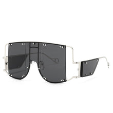 Load image into Gallery viewer, 46215 Metal Rivet Eyewear Oversized Mirror Square Sunglasses Men Women Shades Glasses Trend Unique Female UV400