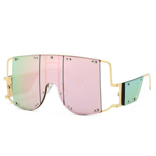 Load image into Gallery viewer, 46215 Metal Rivet Eyewear Oversized Mirror Square Sunglasses Men Women Shades Glasses Trend Unique Female UV400