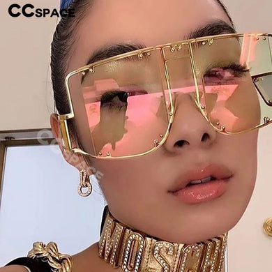 46215 Square Oversized Mirror Sunglasses Men Women Shades Glasses Metal Rivet Trend Unique Eyewear UV400