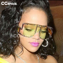 Load image into Gallery viewer, 46215 Square Oversized Mirror Sunglasses Men Women Shades Glasses Metal Rivet Trend Unique Eyewear UV400
