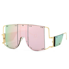 Load image into Gallery viewer, 46215 Square Oversized Mirror Sunglasses Men Women Shades Glasses Metal Rivet Trend Unique Eyewear UV400