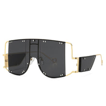 Load image into Gallery viewer, 46215 Square Oversized Mirror Sunglasses Men Women Shades Glasses Metal Rivet Trend Unique Eyewear UV400
