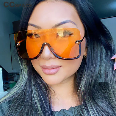 46266 Oversized One Lens  Sunglasses Half Frame Brand Designer Star Men Women Uv400 Eyeglasses