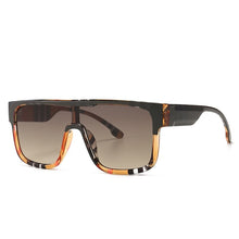 Load image into Gallery viewer, 46310 Oversized Square One Lens Stripe Sunglasses Men Women Shades UV400 Vintage Glasses