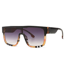 Load image into Gallery viewer, 46310 Oversized Square One Lens Stripe Sunglasses Men Women Shades UV400 Vintage Glasses