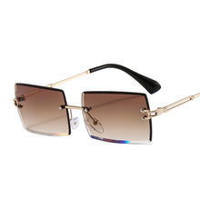 Load image into Gallery viewer, 46506 Square Rimless Diamond Trimming Sunglasses Women Punk Shades Uv400 Vintage Glasses