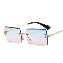 Load image into Gallery viewer, 46506 Square Rimless Diamond Trimming Sunglasses Women Punk Shades Uv400 Vintage Glasses