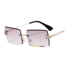 Load image into Gallery viewer, 46506 Square Rimless Diamond Trimming Sunglasses Women Punk Shades Uv400 Vintage Glasses