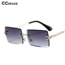 Load image into Gallery viewer, 46506 Square Rimless Diamond Trimming Sunglasses Women Punk Shades Uv400 Vintage Glasses