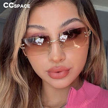 Load image into Gallery viewer, 46506 Square Rimless Diamond Trimming Sunglasses Women Punk Shades Uv400 Vintage Glasses