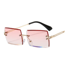 Load image into Gallery viewer, 46506 Square Rimless Diamond Trimming Sunglasses Women Punk Shades Uv400 Vintage Glasses