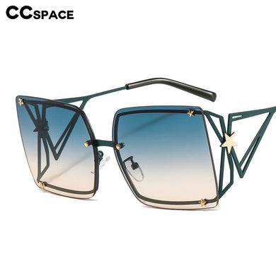 46556 Oversized Square Rimless Goggle Sunglasses Stars Men Women Shades UV400 Vintage Glasses