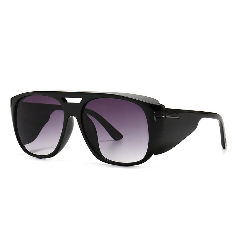 46565 Square Wide Legs Goggle Sunglasses Men Women Shades UV400 Vintage Glasses