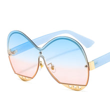 Load image into Gallery viewer, 46578 Oversized Rimless One Lens Sunglasses Stars Men Women Shades UV400 Vintage Glasses