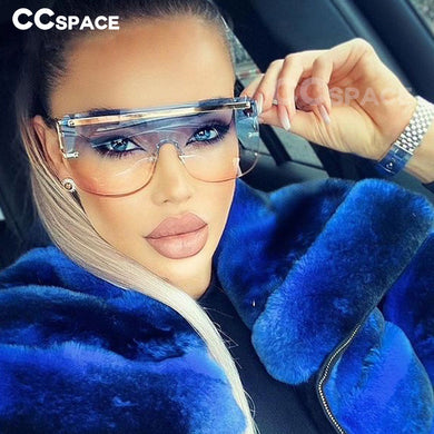 46589 Oversized Rimless One Lens Sunglasses Men Women Shades UV400 Vintage Glasses