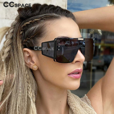 46661 Oversized Square  Sunglasses Brand Designer One Lens Men Women Shades UV400 Vintage Glasses