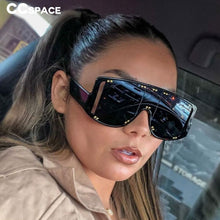 Load image into Gallery viewer, 46681 Oversized One Lens Rivet Punk Sunglasses Men Women Shades UV400 Vintage Glasses