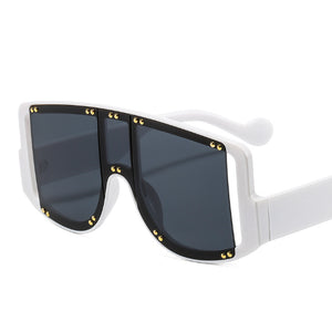 46681 Oversized One Lens Rivet Punk Sunglasses Men Women Shades UV400 Vintage Glasses