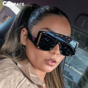 46681 Oversized One Lens Rivet Punk Sunglasses Men Women Shades UV400 Vintage Glasses