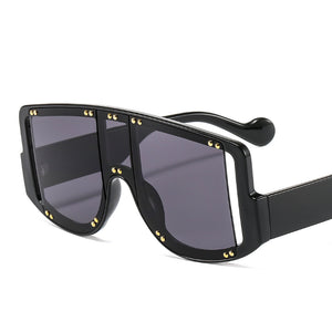 46681 Oversized One Lens Rivet Punk Sunglasses Men Women Shades UV400 Vintage Glasses