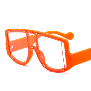 46681 Oversized One Lens Rivet Punk Sunglasses Men Women Shades UV400 Vintage Glasses