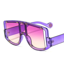 Load image into Gallery viewer, 46681 Oversized One Lens Rivet Punk Sunglasses Men Women Shades UV400 Vintage Glasses