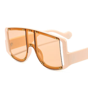 46681 Oversized One Lens Rivet Punk Sunglasses Men Women Shades UV400 Vintage Glasses