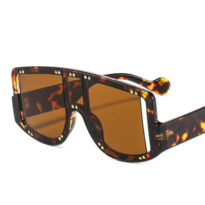 46681 Oversized One Lens Rivet Punk Sunglasses Men Women Shades UV400 Vintage Glasses