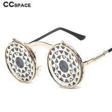 Load image into Gallery viewer, 47057 Steam Punk Filp Cover Retro Sunglasses Men Women Shades UV400 Vintage Glasses