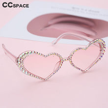 Load image into Gallery viewer, 47119  Diamond Sunglasses Women Heart-shaped Shades UV400 Vintage Glasses