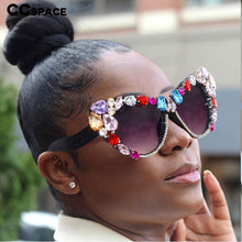 Load image into Gallery viewer, 47121 Oversized Cat Eye Diamond  Sunglasses Women Uv400 Glasses