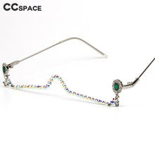 Carica l&#39;immagine nel visualizzatore di Gallery, 47163 Mezza montatura con pendente a goccia d&#39;acqua Montatura per occhiali da donna Catena di diamanti Tonalità da donna Occhiali da vista fatti a mano senza lenti con strass