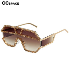 Load image into Gallery viewer, 47165 Rhinestone Oversized One Lens Rhinestone Sunglasses Men Women Crystal Geometric Patterns Sun Glasses UV400
