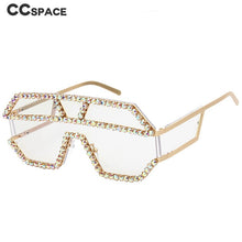 Load image into Gallery viewer, 47165 Rhinestone Oversized One Lens Rhinestone Sunglasses Men Women Crystal Geometric Patterns Sun Glasses UV400