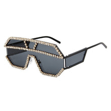 Load image into Gallery viewer, 47165 Rhinestone Oversized One Lens Rhinestone Sunglasses Men Women Crystal Geometric Patterns Sun Glasses UV400