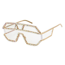 Carica l'immagine nel visualizzatore di Gallery, 47165 Oversized Rhinestone Sunglasses Women Colorful Crystal Geometric Patterns Sun Glasses UV400