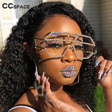 Carica l'immagine nel visualizzatore di Gallery, 47165 Oversized Rhinestone Sunglasses Women Colorful Crystal Geometric Patterns Sun Glasses UV400