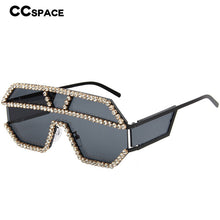 Carica l'immagine nel visualizzatore di Gallery, 47165 Oversized Rhinestone Sunglasses Women Colorful Crystal Geometric Patterns Sun Glasses UV400