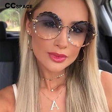 Load image into Gallery viewer, 47407  Round Rimless Sunglasses Women Diamond Cut Shades CCSPACE Vintage Brand Glasses Designer Oculos UV400