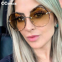 Load image into Gallery viewer, 47407  Round Rimless Sunglasses Women Diamond Cut Shades CCSPACE Vintage Brand Glasses Designer Oculos UV400