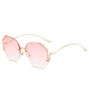 47454 Frameless Trim Gradient Women Sunglasses Personality Bent Legs Shades UV400 Vintage Glasses