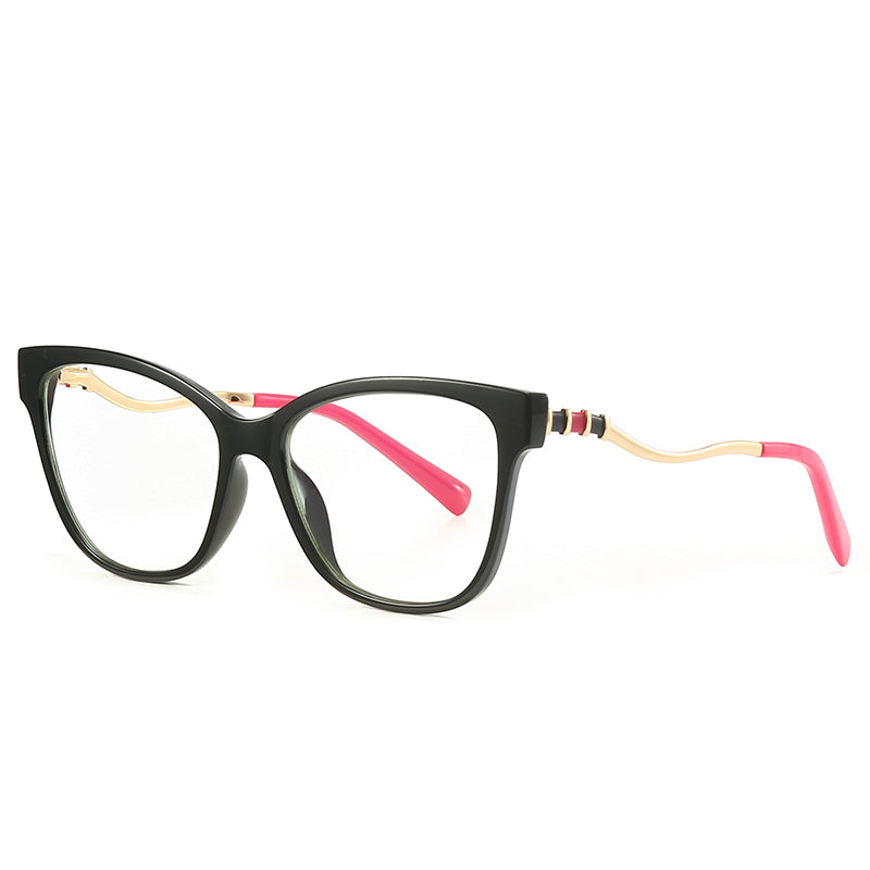 47465 Tr90 Cat Eye Anti Blue Light Women Optical Glasses Frames Stripe Leg Computer Eyeglasses