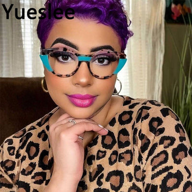 47469  Women Blue Pink Tortoise Yellow Gray Small Size Acetate Cat Eye Glasses Frame