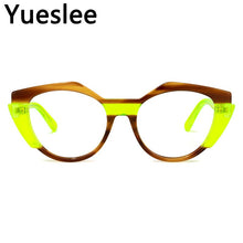 Load image into Gallery viewer, 47469  Women Blue Pink Tortoise Yellow Gray Small Size Acetate Cat Eye Glasses Frame