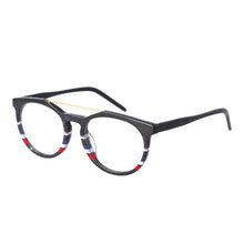 Load image into Gallery viewer, 47493 Round Retro Acetate Frames Stripe Splicing Men Women Computer Glasses