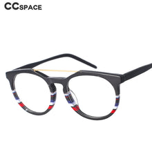 Load image into Gallery viewer, 47493 Round Retro Acetate Frames Stripe Splicing Men Women Computer Glasses