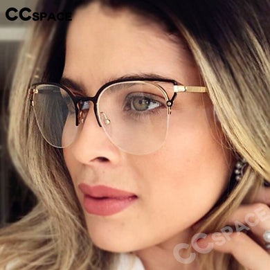 48062 Simple Cat Ear Metal Frame Ultralight Glasses Frames Men Women Optical Computer Glasses