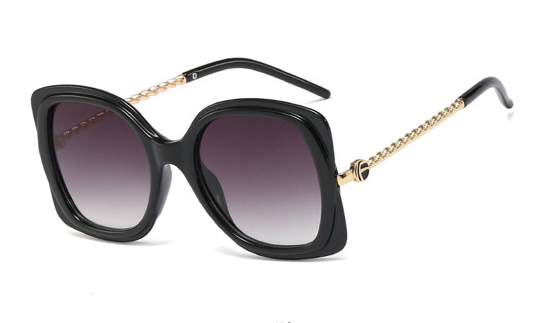 48077 Cat Eye Square Metal Chain Leg  Sunglasses Men Women Shades UV400 Vintage Glasses