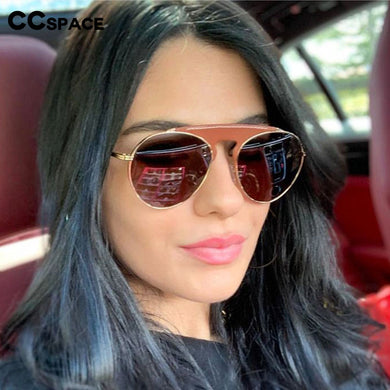 48086 Round Pilot Leather Trim Sunglasses Men Women Shades UV400 Vintage Glasses